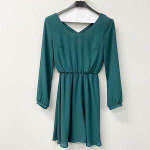 Francesca's Long Sleeve Dress in Dark Green